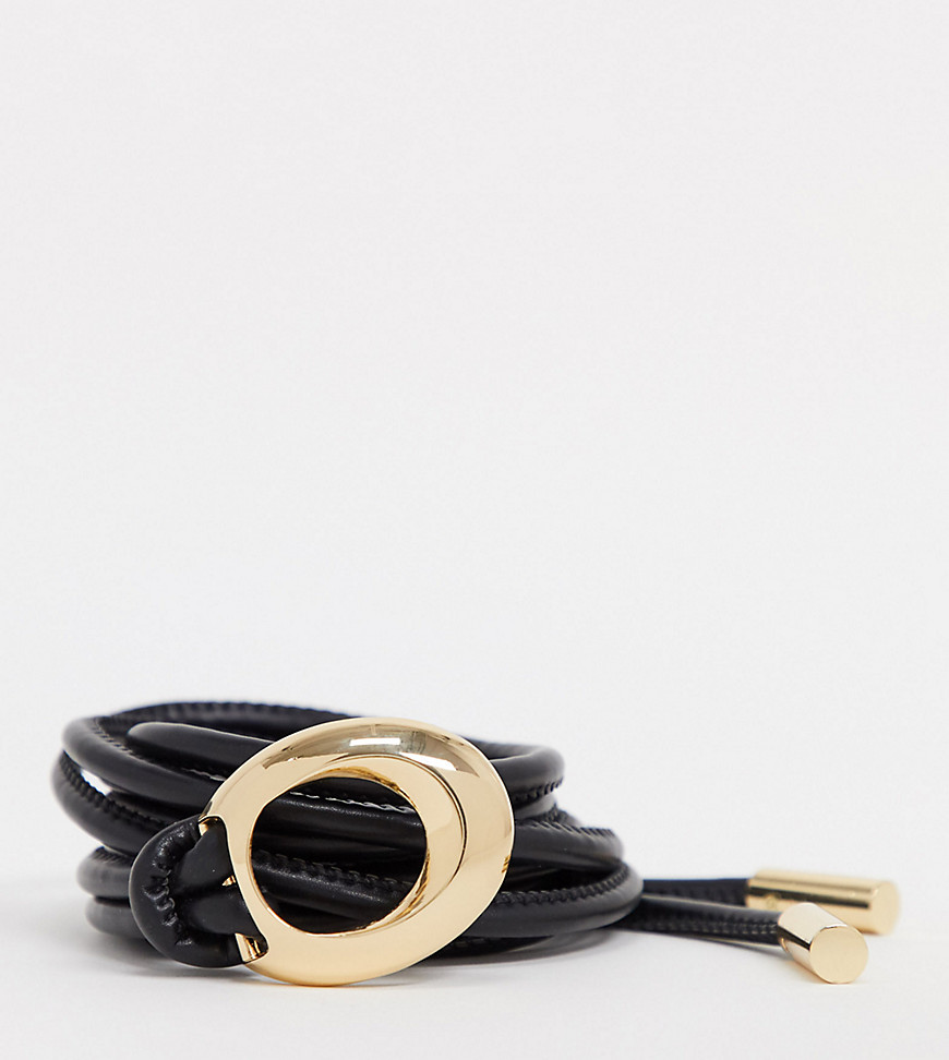 Accessorize knotted tie up belt in black with gold tipping