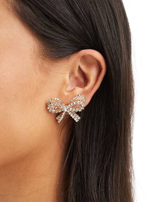 Accessorize – Kolczyki w kształcie kokardek z kryształkami w kolorze złota