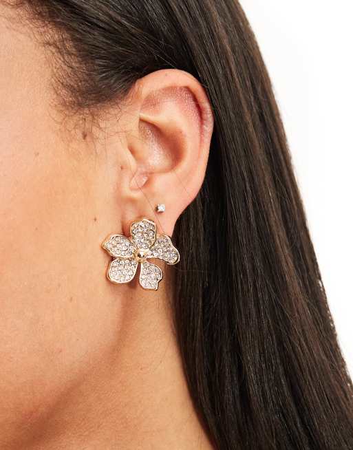 Accessorize – Kolczyki-wkrętki w kształcie kwiatka w kolorze złota