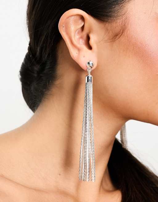 Accessorize – Kolczyki z frędzlami z łańcuszków w odcieniu srebra