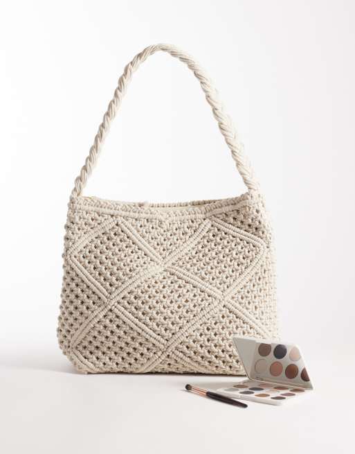 Accessorize – Kremowa, makramowa torebka na ramię, 2 z 4