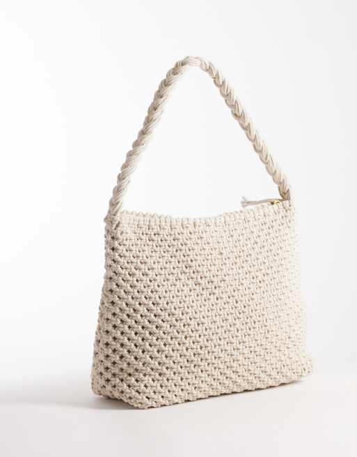 Accessorize – Kremowa, makramowa torebka na ramię, 4 z 4