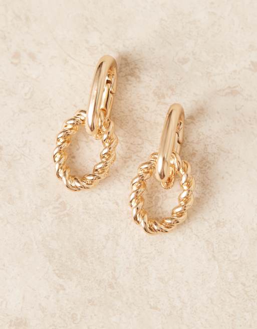 Accessorize – Kurze, verdrehte Hängeohrringe in Goldoptik, 2 von 3