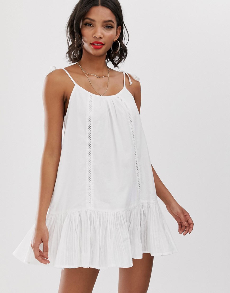 Accessorize lace insert beach dress in white
