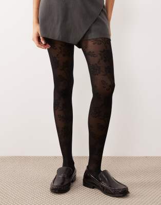 Accessorize lace pattern tights in black | ASOS