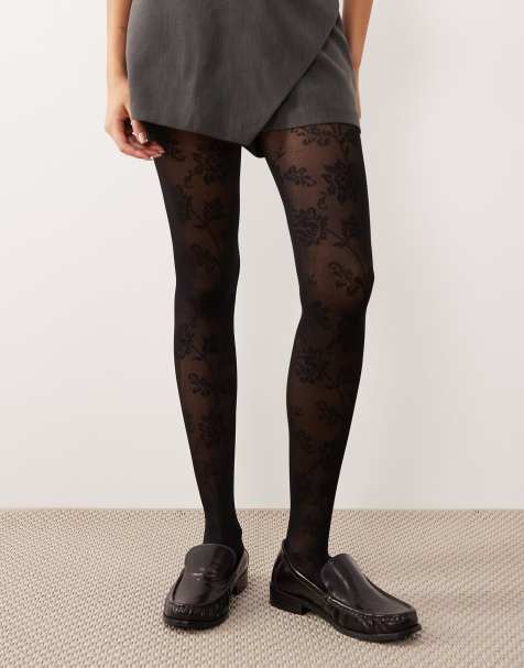 Accessorize lace pattern tights in black - view 1