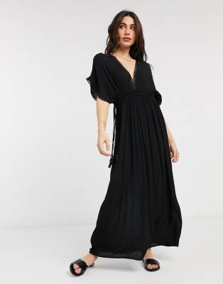 lace trim maxi dress