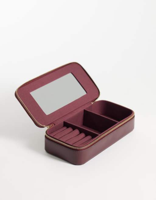 Accessorize large glossy jewellery box in burgundy, 3 of 3