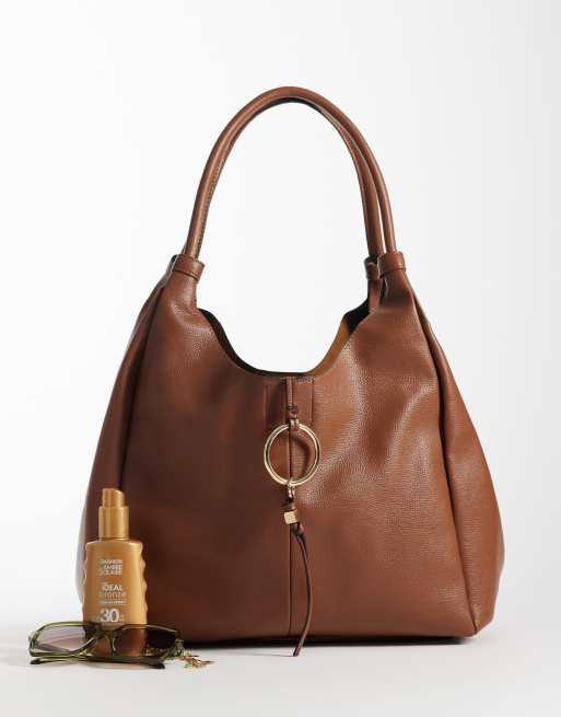 Accessorize large ring shoulder bag in brown, 2 of 4