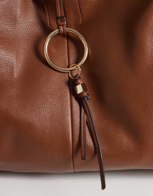Accessorize large ring shoulder bag in brown, 3 of 4