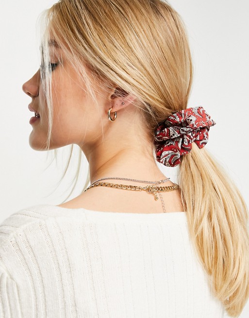 Accessorize large scrunchie in red paisley print