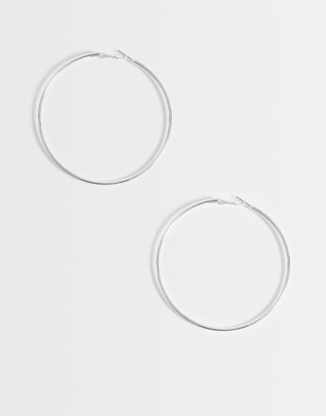 Accessorize large simple hoop earrings in silver - view 1