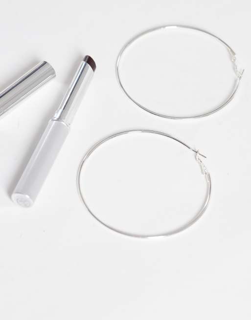 Accessorize large simple hoop earrings in silver, 2 of 4
