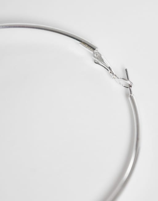 Accessorize large simple hoop earrings in silver, 3 of 4