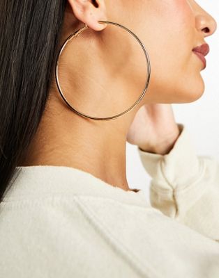 Accessorize large simple hoop in gold - ASOS Price Checker