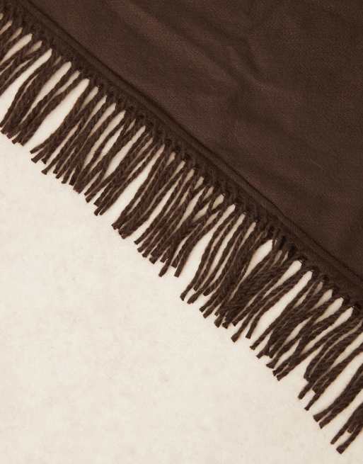 Accessorize large tassle knitted triangle scarf in brown