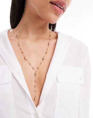 Accessorize lariat necklace in gold