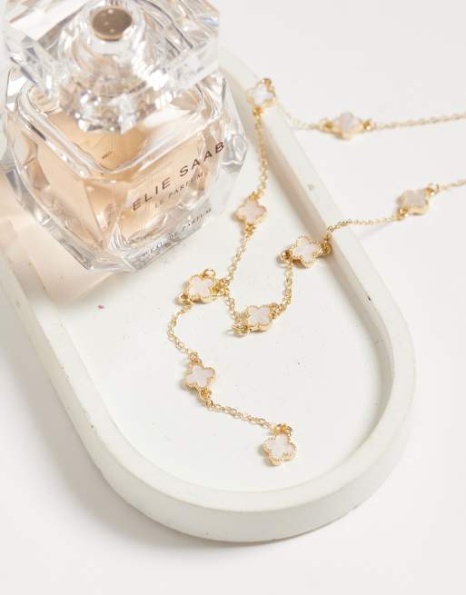 Accessorize lariat station clover necklace in gold, 2 of 4