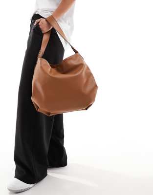 Accessorize - Lässig geschnittene Oversize-Schultertasche in Hellbraun-Brown