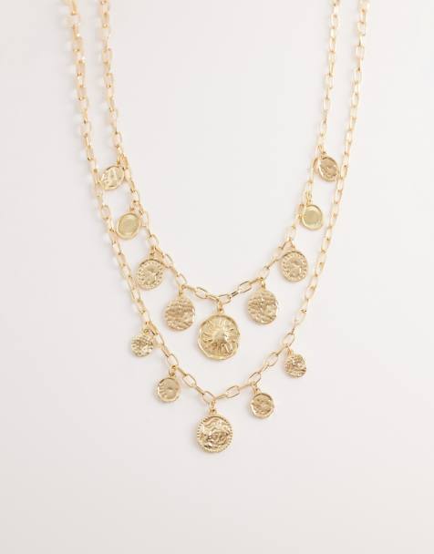 Accessorize layered coin necklace in gold tone - view 1