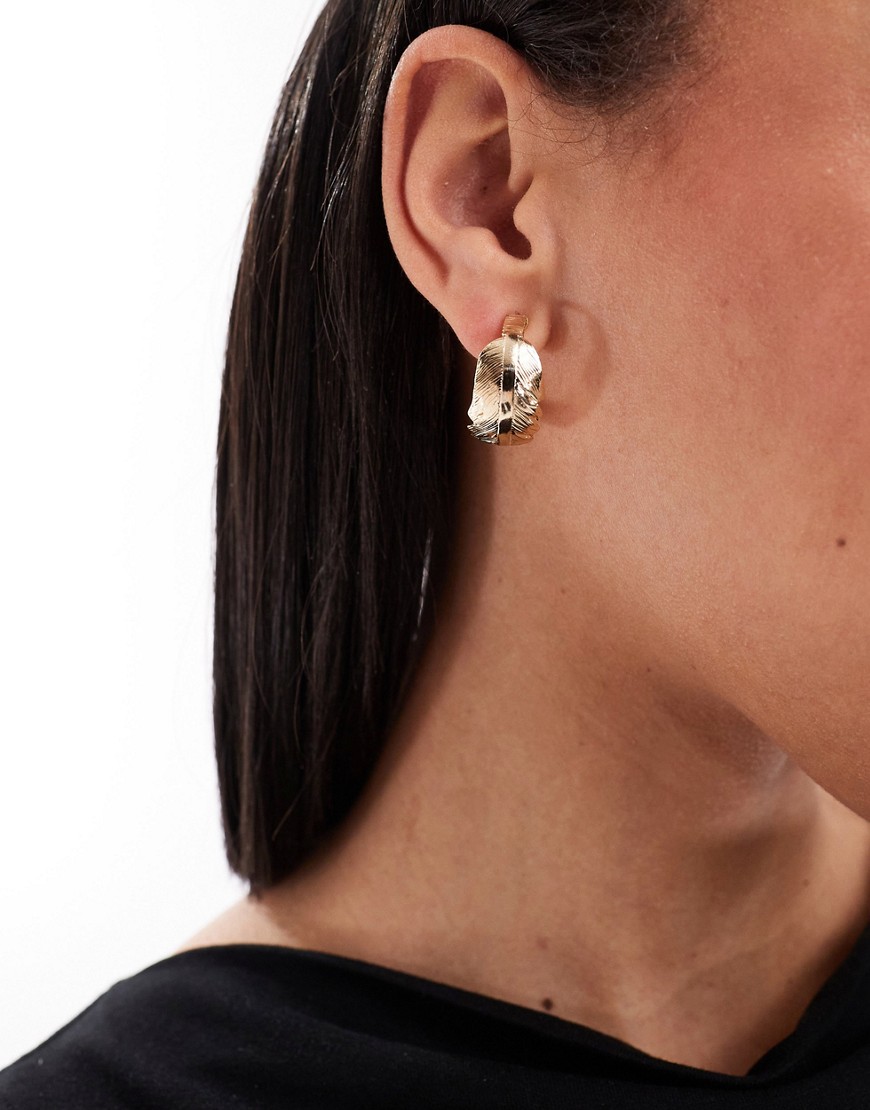 Accessorize leaf hoop earrings in gold