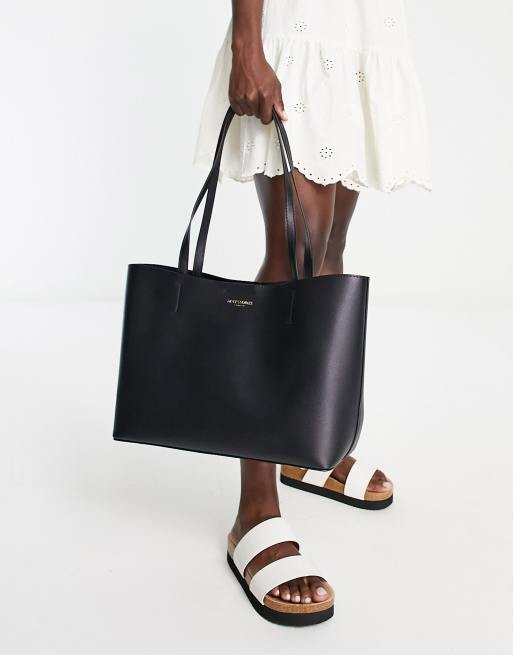 Accessorize Leo shopper tote bag in black ASOS