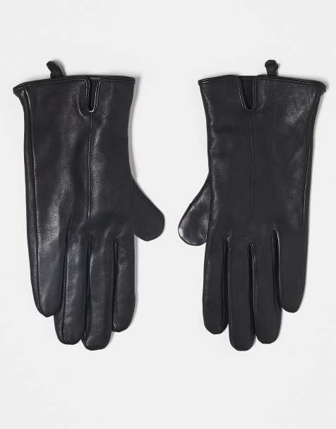 Accessorize LFL touchphone leather gloves in black - view 1