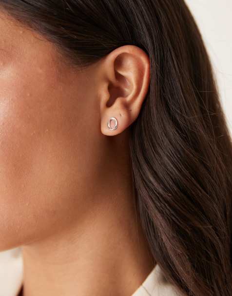 Accessorize link stud earrings in 925 sterling silver - view 1