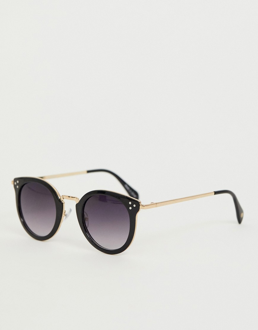 Accessorize Lizzy round metal trim sunglasses-Gold