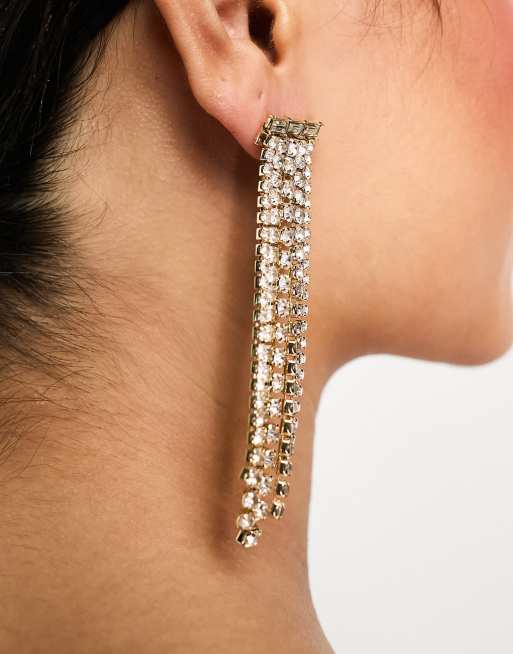 Crystal on sale tassel earrings