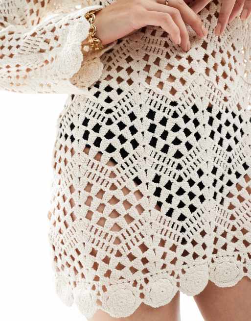 easy beach dress Avina Crochet Beach Shirt Dress Cover-Up – Long Sleeve Summer Holiday –  Giftology London main image 1