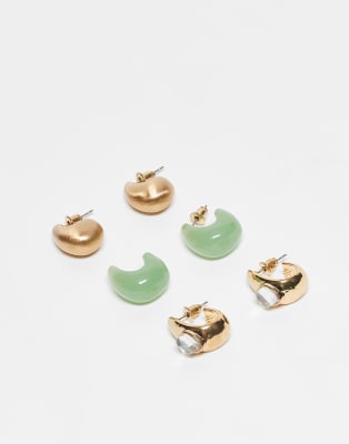 Accessorize - Lot 3 paires de mini créoles en pierre - Multicolore