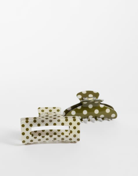 Accessorize lot de 2 barrettes à pince à pois vertes - view 1