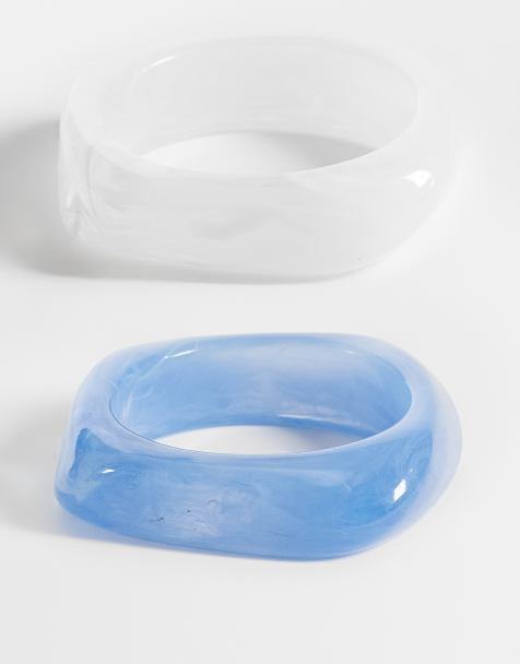 Accessorize lot de 2 bracelets en résine blancs et bleus - view 1