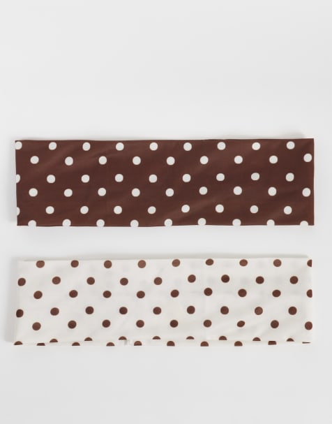 Accessorize - Lot de 2 bandeaux à pois - Crème et chocolat - view 1