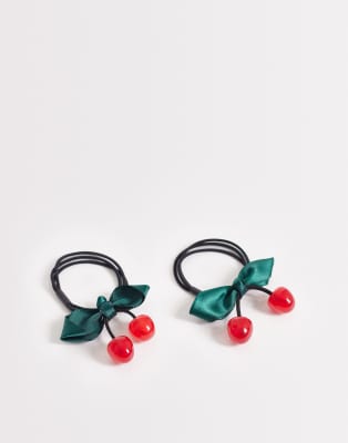 Accessorize - Lot de 2 chouchous avec cerises - Noir