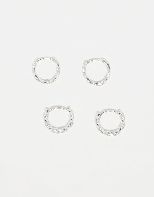 Accessorize - Lot de 2 paires de créoles torsadées en acier inoxydable plaqué
