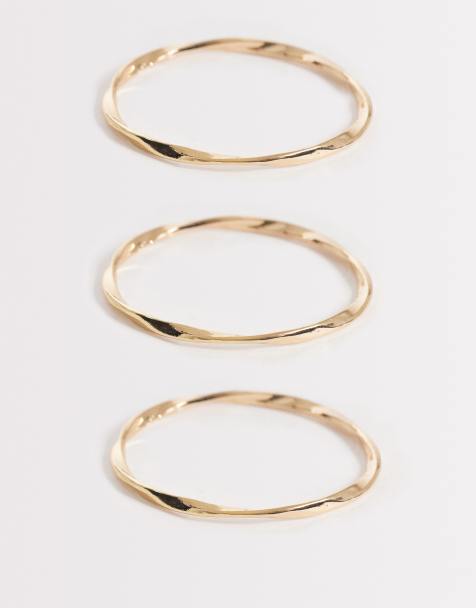 Accessorize - Lot de 3 bracelets joncs texturés - Doré - view 1