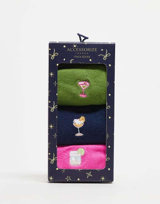 Accessorize - Lot de 3 paires de chaussettes à motif cocktail - Multicolore