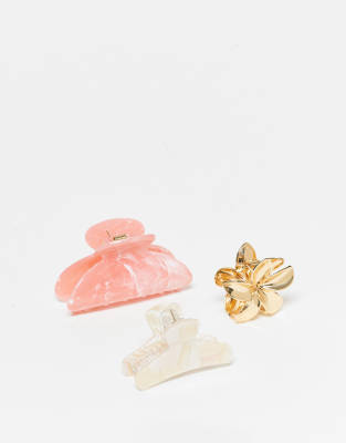 Accessorize - Lot de 3 pinces à cheveux fleurs variées - Multicolore