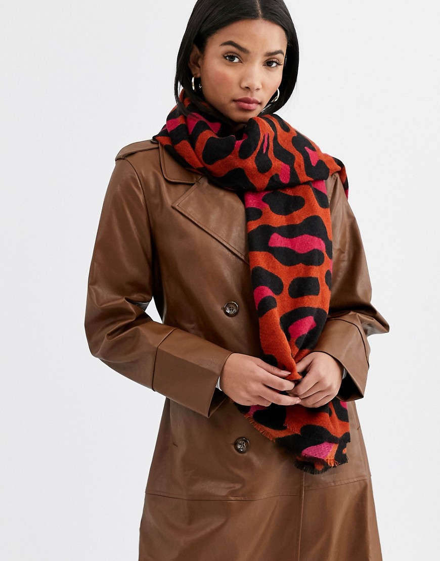 Accessorize Louise blanket scarf in leopard print-Multi