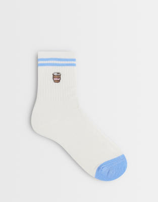 Accessorize Love You A Latte Socks White And Blue