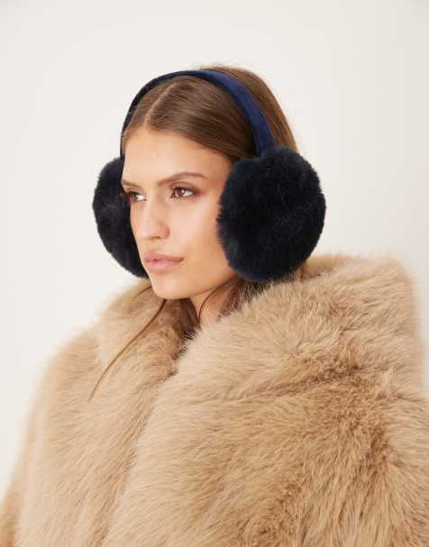 Accessorize luxe faux-fur earmuffs in navy - view 1