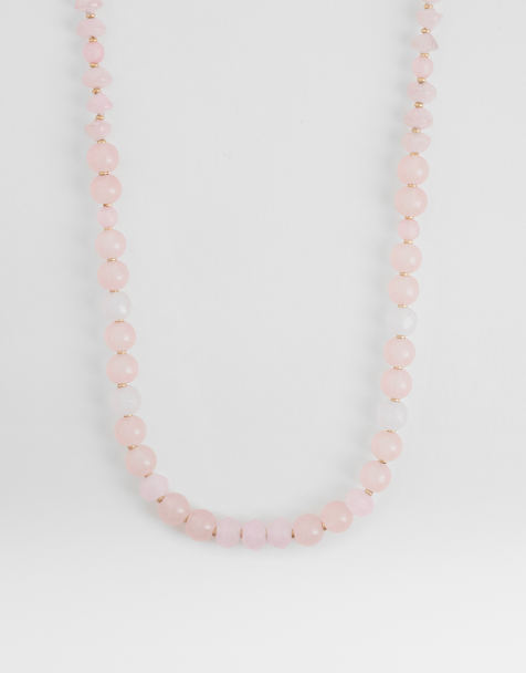 Accessorize Lydia beaded necklace in light pink - view 1