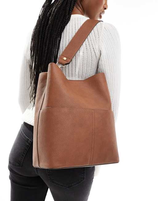 Accessorize - Lysebrun bucket-taske i imiteret ruskind