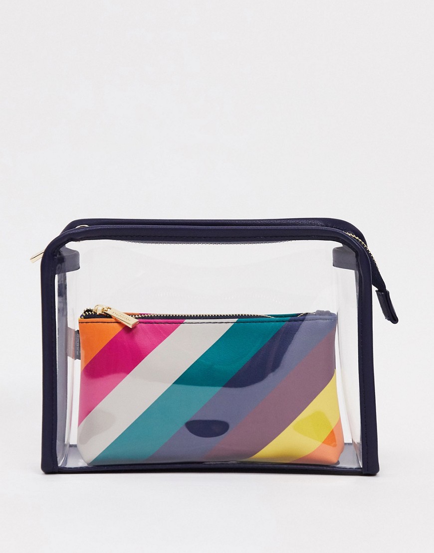 Accessorize make up bag with inner rainbow pouch in clear-Multi