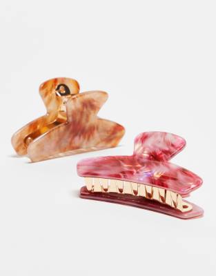 marble resin hair claw 2 pack in multi