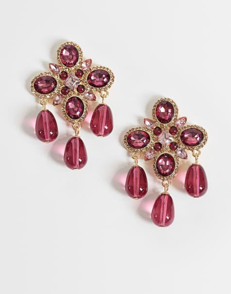 Accessorize margot statement cross earring in purple - view 1