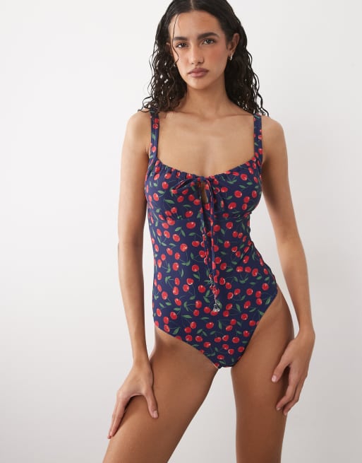 Accessorize - Marineblå badedragt med kirsebærprint, 2 af 4