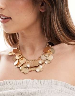 Accessorize - Markante Halskette in Gold mit mehrlagigen Scheibenanhängern-Goldfarben
